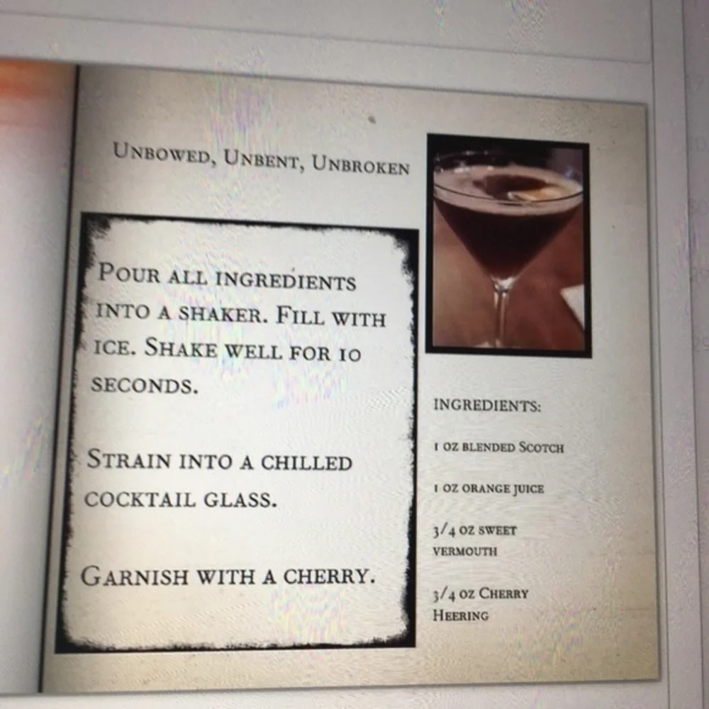 20 page hardcover Game of Thrones Cocktail book